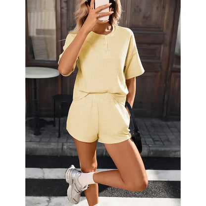 Women’s Waffle Knit 2 Piece Short Sets