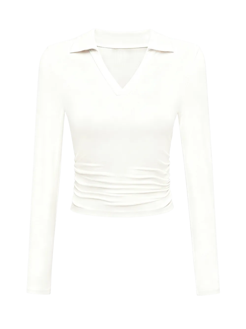 Knit Solid Color Long Sleeve V Neck Top