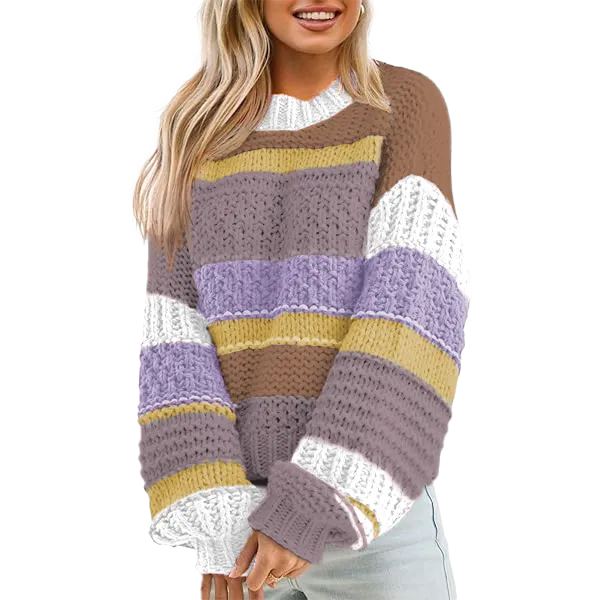 Women's loose-fitting oversized crew neck sweater