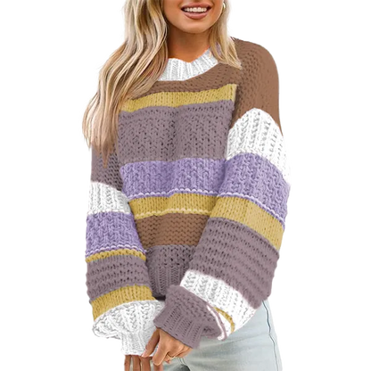 Women's loose-fitting oversized crew neck sweater