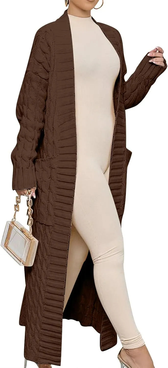 Women's Long Cardigan 2024 Oversized Coat Long Sleeve Open Cardigan Knitted Extra Long Coat Autumn Fashion Jacket Clothes