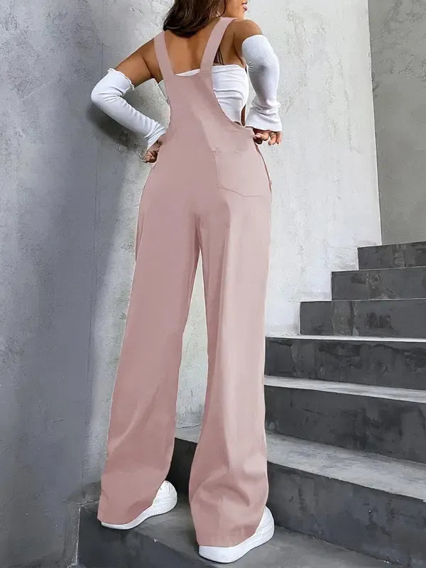 Women's Plain Pocket Overalls, Casual Comfy Overalls for Daily Wear, Ladies Clothes for All Seasons, Womenswear