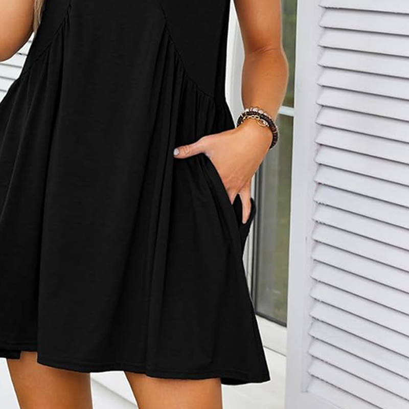 Special Sale❤️ Women's V-Neck Tank Sundress Summer Sleeveless A-Line Mini Dress Casual Loose Dresses with Pockets