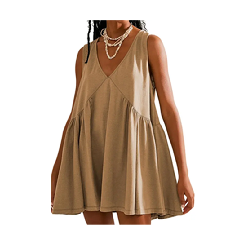 Special Sale❤️ Women's V-Neck Tank Sundress Summer Sleeveless A-Line Mini Dress Casual Loose Dresses with Pockets