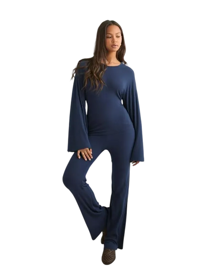 Long Sleeve Top & Straight Leg Pants Set