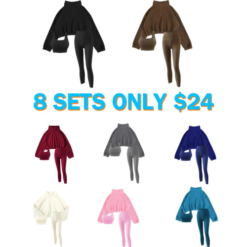 Women's Solid Thermal Lined Tracksuit Set