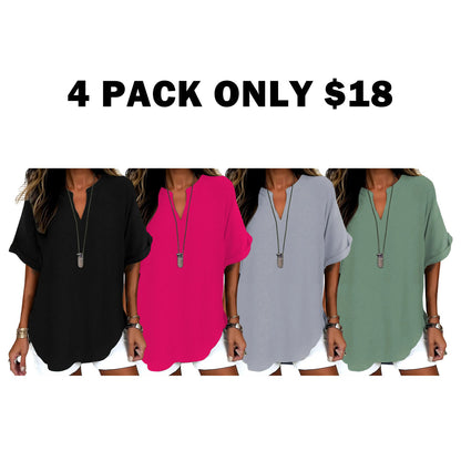 Women's Plain Short Sleeve Blouse