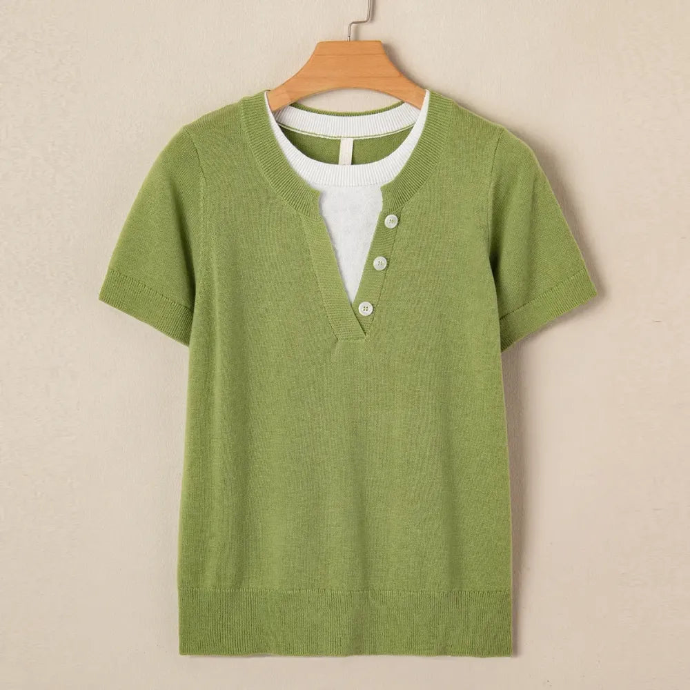 Women's Wool-Blend Casual Short Sleeve Knitwear