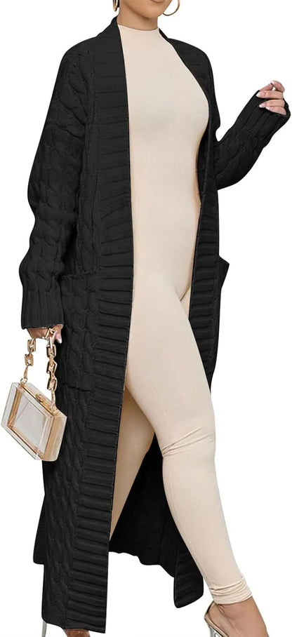 Women's Long Cardigan 2024 Oversized Coat Long Sleeve Open Cardigan Knitted Extra Long Coat Autumn Fashion Jacket Clothes