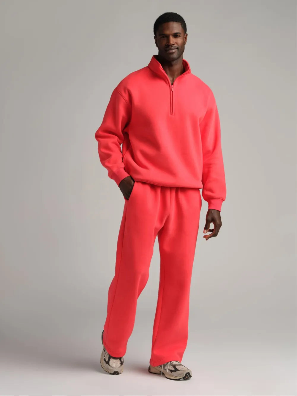 Basic quarter-zip turtleneck sweater set