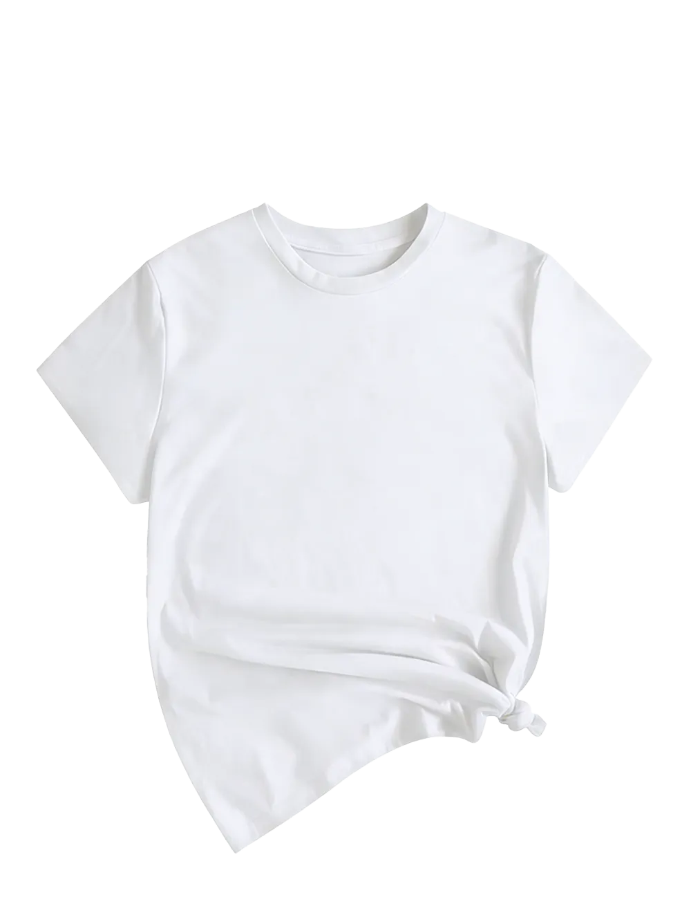 Women's Solid Round Neck Tee, Casual Short Sleeve Crew Neck T-Shirt for Summer