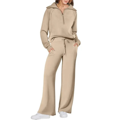 Women 2 Piece Outfits Sweatsuit Set 2025 Fall Oversized Half Zip Sweatshirt