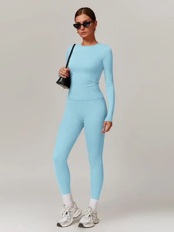 Skinny Tee & High Waist Leggings Tracksuit Set