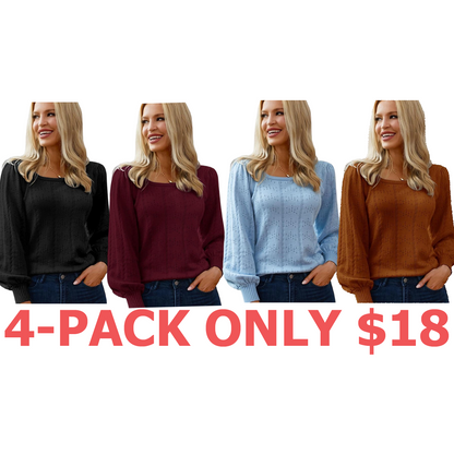 Womens Sweaters 2025 Trendy Puff Sleeve Tops