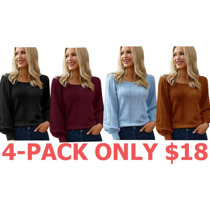 Womens Sweaters 2025 Trendy Puff Sleeve Tops