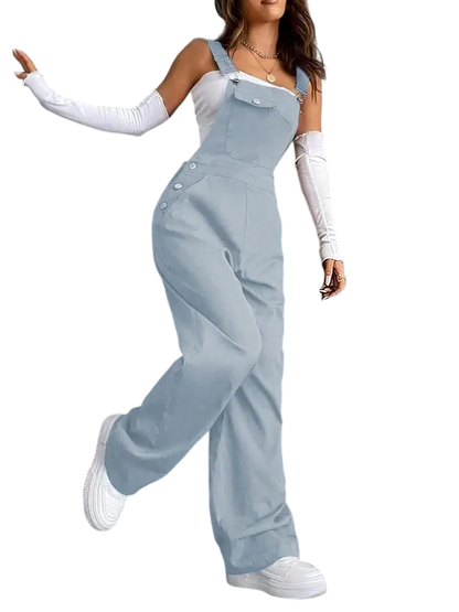 Women's Plain Pocket Overalls, Casual Comfy Overalls for Daily Wear, Ladies Clothes for All Seasons, Womenswear