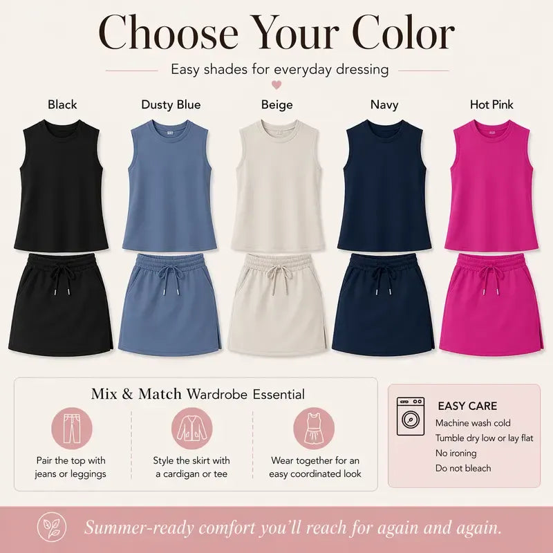 Two Piece Tennis Skirt Sets