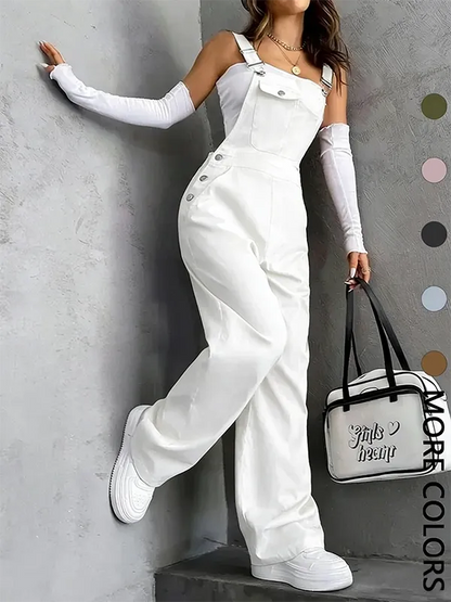 Women's Plain Pocket Overalls, Casual Comfy Overalls for Daily Wear, Ladies Clothes for All Seasons, Womenswear