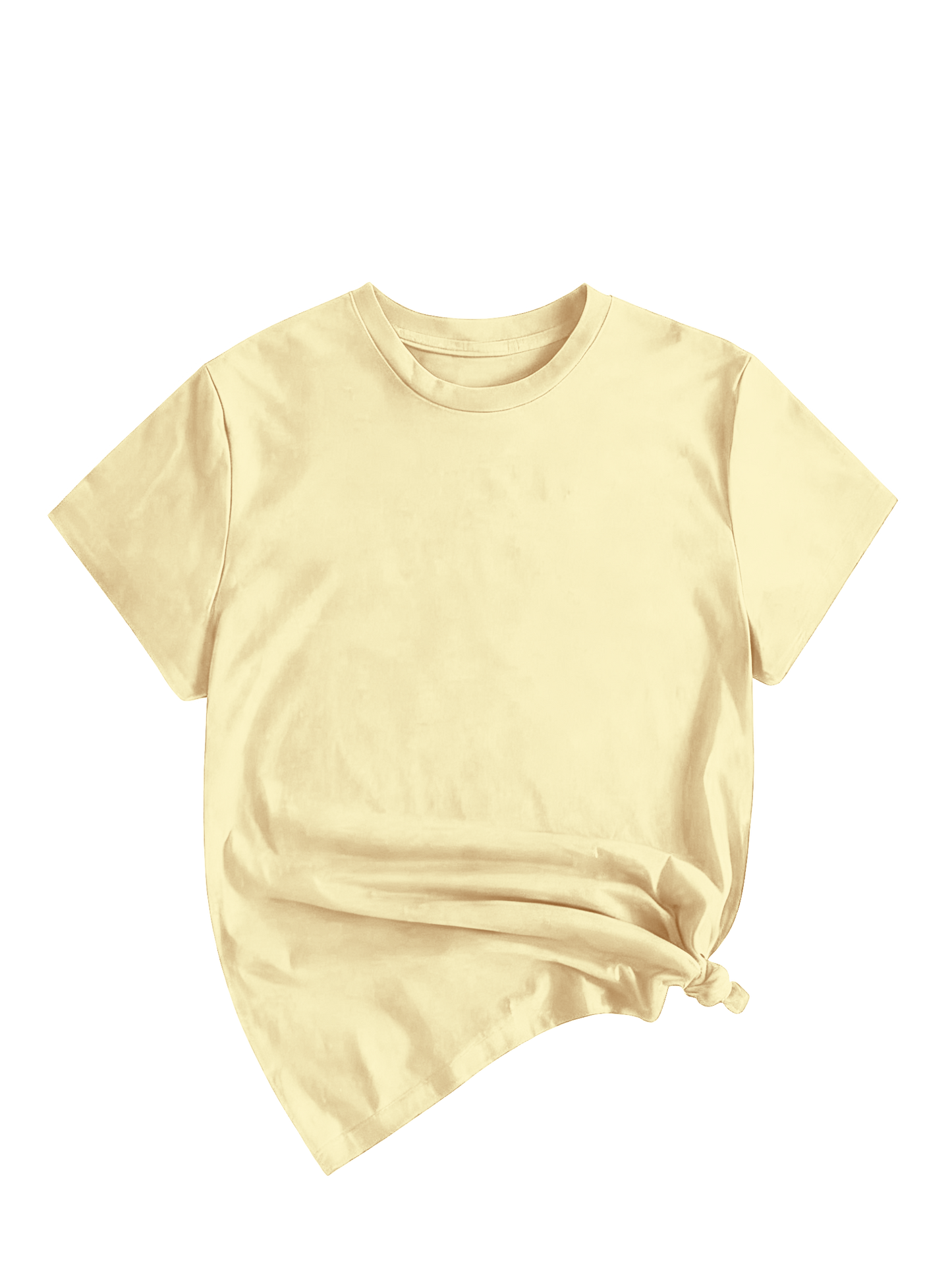 Women's Solid Round Neck Tee, Casual Short Sleeve Crew Neck T-Shirt for Summer