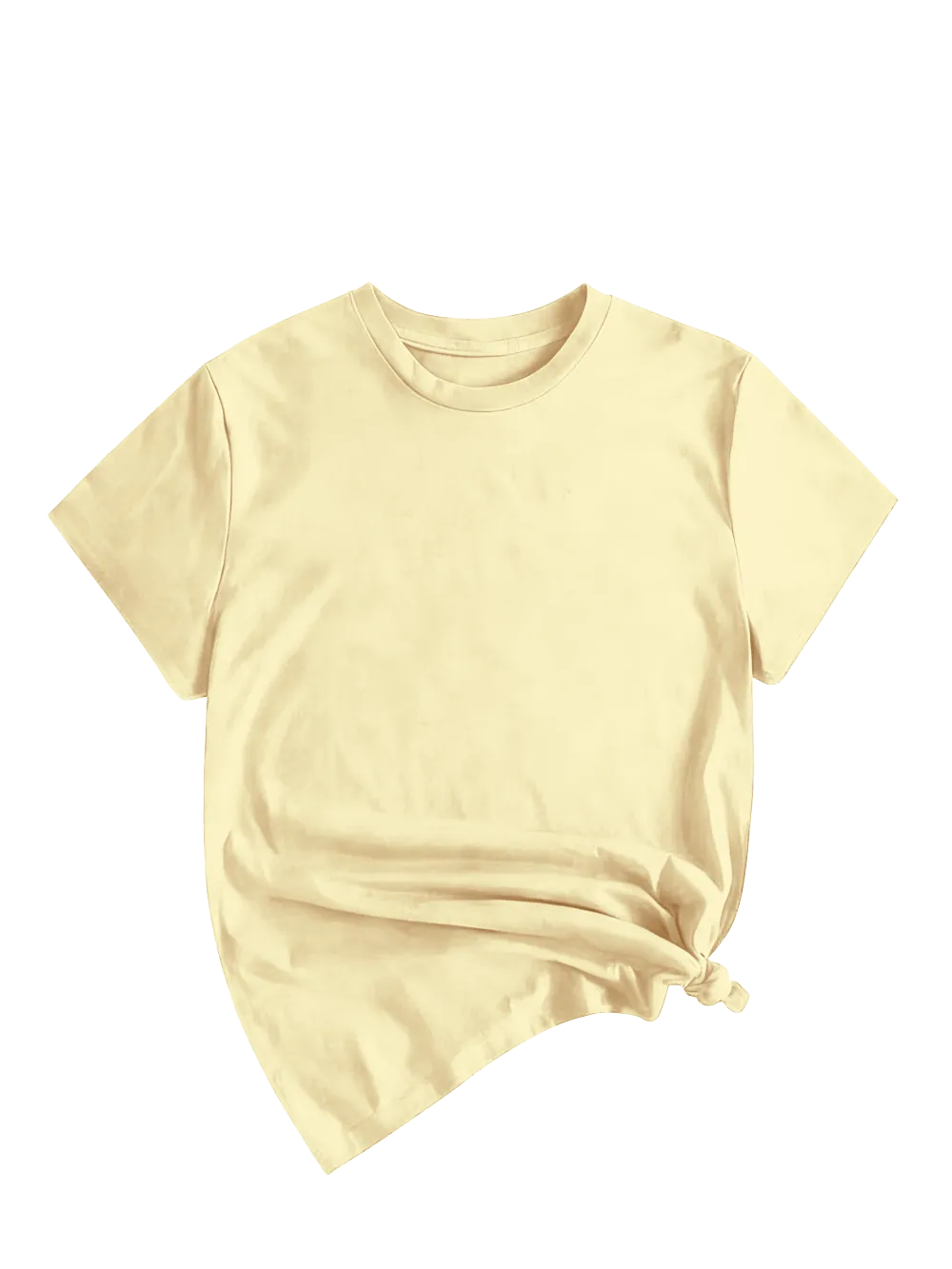 Women's Solid Round Neck Tee, Casual Short Sleeve Crew Neck T-Shirt for Summer