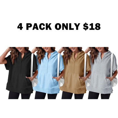 Women's Oversized Half Short Sleeve Casual Sweatshirts