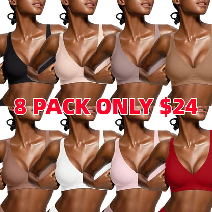 Womens Comfortable Wireless Bras Push Up Bralettes Seamless Tshirts Bras Deep V