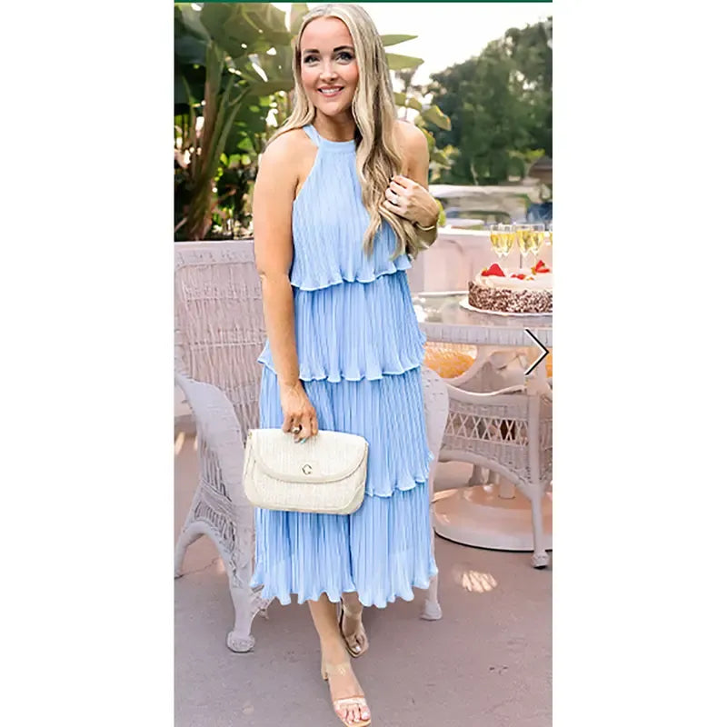 Women's 2026 Summer Sleeveless Chiffon Flowy Midi Dress