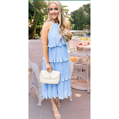 Women's 2026 Summer Sleeveless Chiffon Flowy Midi Dress
