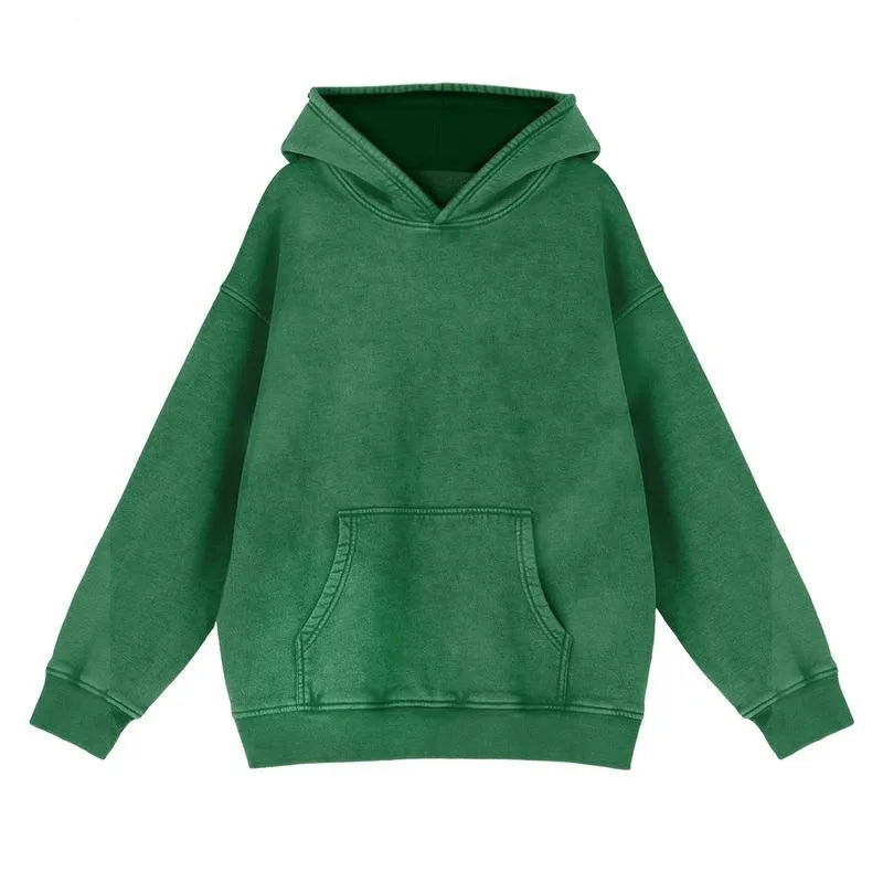 Unisex Casual Oversized Acid Wash Tops Hoodie Pullover