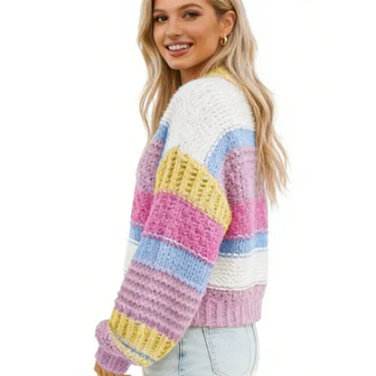 Women's loose-fitting oversized crew neck sweater