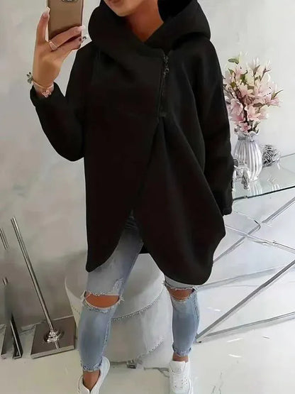 Women'S Plus Size Hooded Sweatshirt, Half-Zip Fashion Design