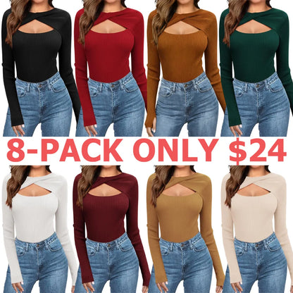 Women's Pullover Sweaters Long Sleeve Cutout Knit