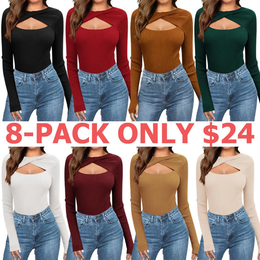 Women's Pullover Sweaters Long Sleeve Cutout Knit