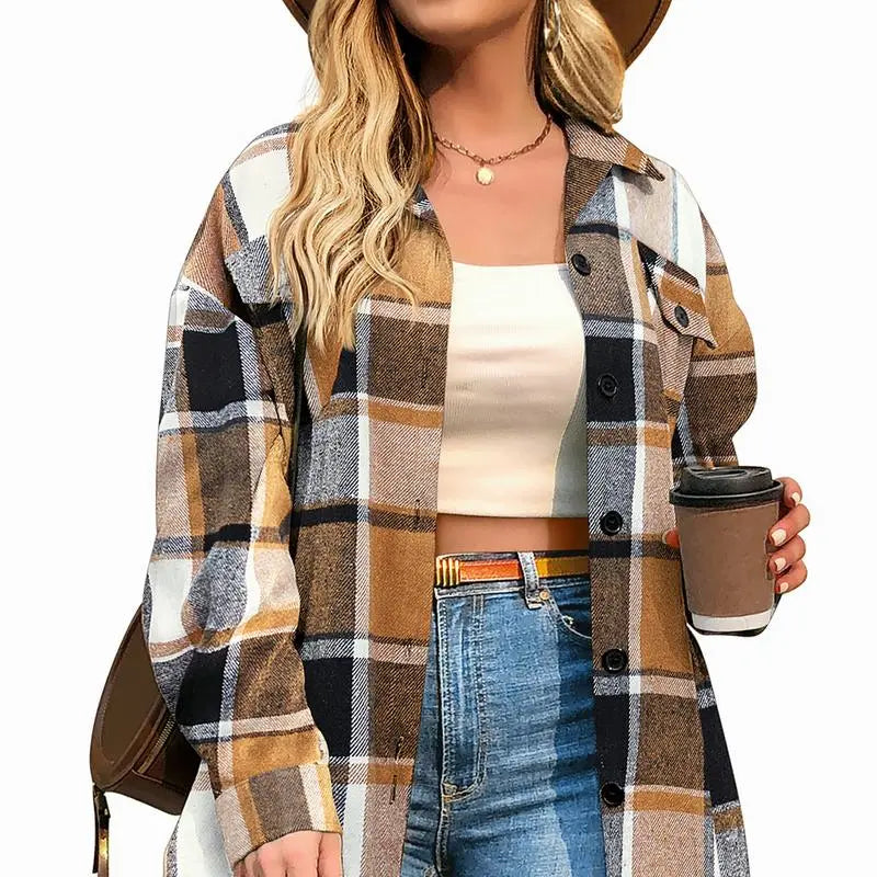 Women's Checkered Shirt Jacket