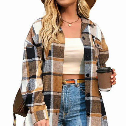 Women's Checkered Shirt Jacket