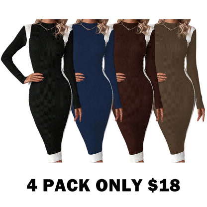 Elegant Long Sleeve Knit Dress for Women