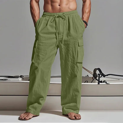 Men's Cargo Pants Trousers Summer Pants Beach Pants Gauze Pants Drawstring Elastic Waist Multi Pocket Plain Comfort Breathable Outdoor Daily Holiday Fashion Classic Style