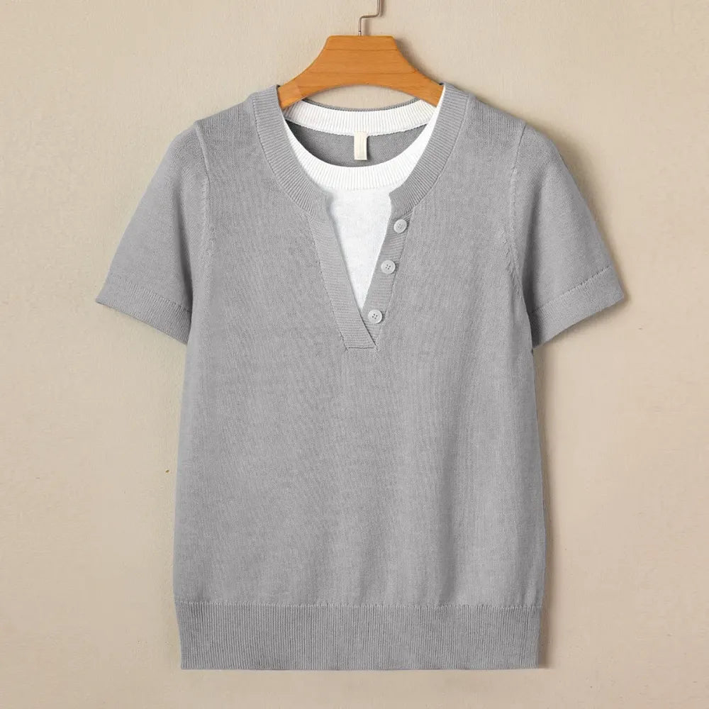 Women's Wool-Blend Casual Short Sleeve Knitwear