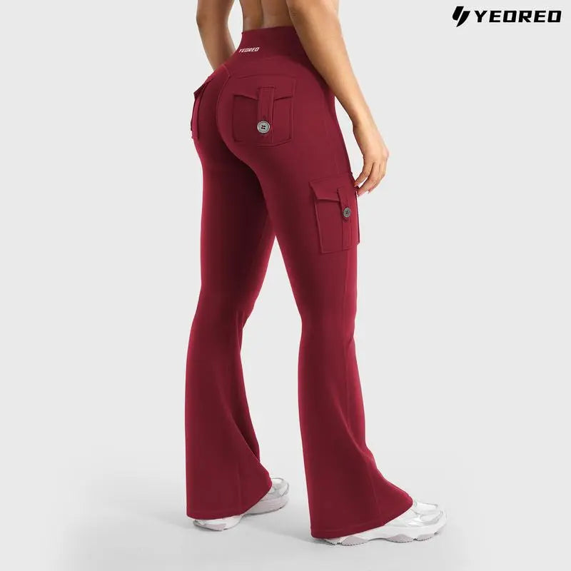 Women's athletic flare pants with hidden pockets