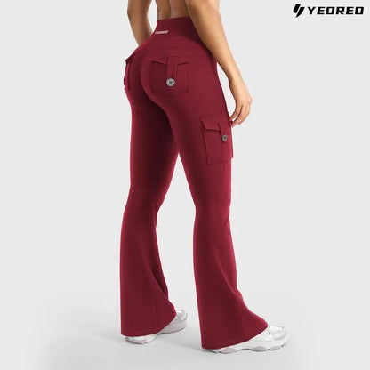 Women's athletic flare pants with hidden pockets