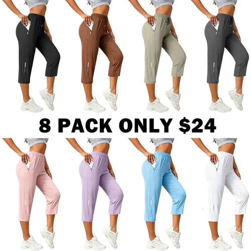 Women’s ice silk breathable high-stretch capri pants