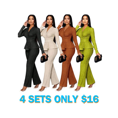 Women's Asymmetrical Hem Two-Piece Outfits