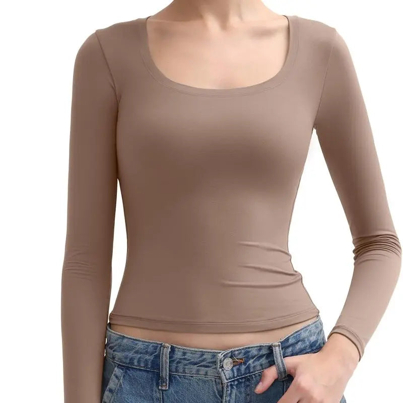 Womens Scoop Neck Long Sleeve Top