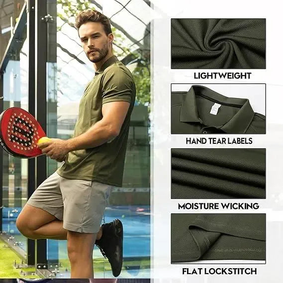 Mens Quick Dry Polo Shirts –  Moisture Wicking Workout Tops