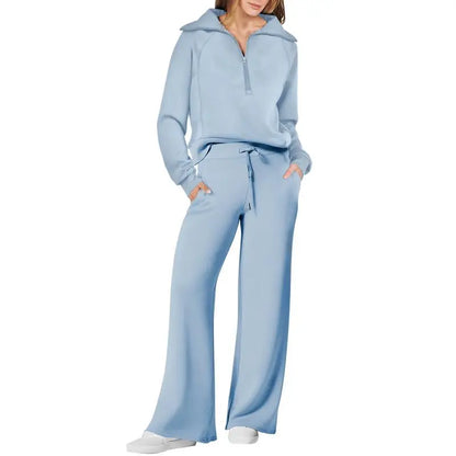 Women 2 Piece Outfits Sweatsuit Set 2025 Fall Oversized Half Zip Sweatshirt