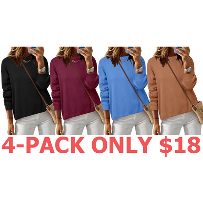 Women's 100% Cotton Crew Neck Fall Casual Relaxed Fit Sweater Tops 2025