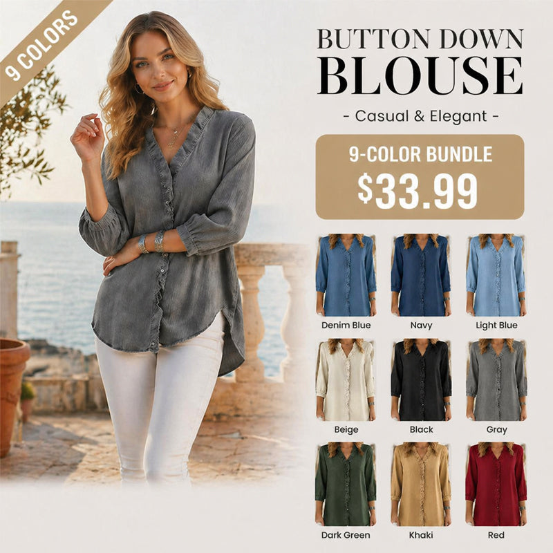 📢2026 Hot Sale 85% off⏰ Women's Casual Ruffle V-Neck Shirt