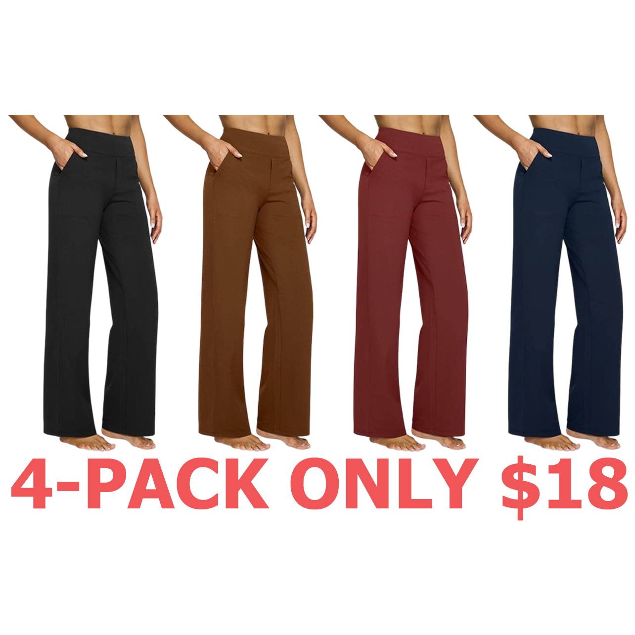 Women's 8-Piece Set Wide-Leg Pants with Pockets