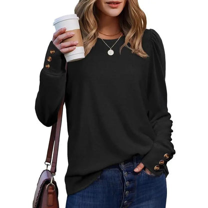 Long Sleeve Shirts for Women Blouses Dressy Casual Puff Sleeve Fashion Clothing Tops with Buttons