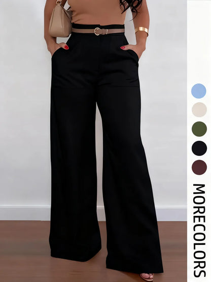 Women's Solid High Waist Wide Leg Pants
